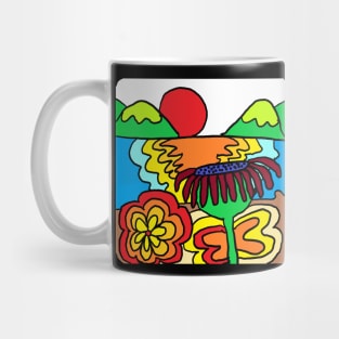 On the beach at sunset,abstract painting Mug